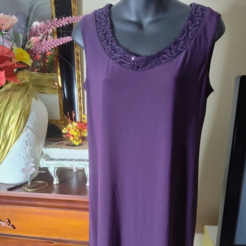 R&M Richards Women Plus Embellished Sequins Evening Dress Size 6